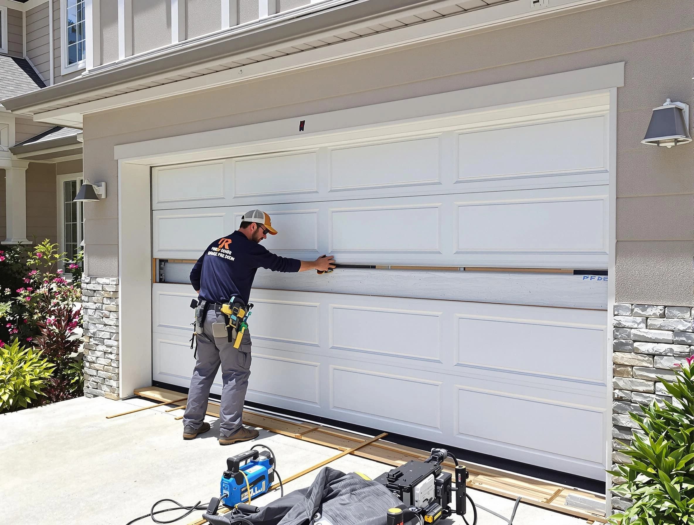 Castle Pines Village Garage Door Repair team performing complete garage door replacement at Castle Pines Village residence